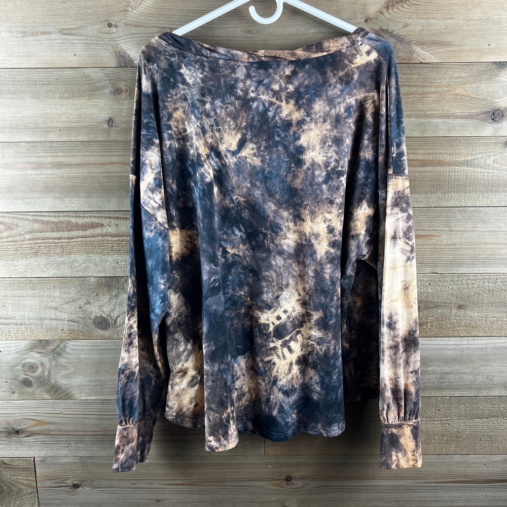 Umgee Womens Shirt Tie Dye Boho Grunge Dolman Sleeves Twist Collar Large‎ - Picture 6 of 8